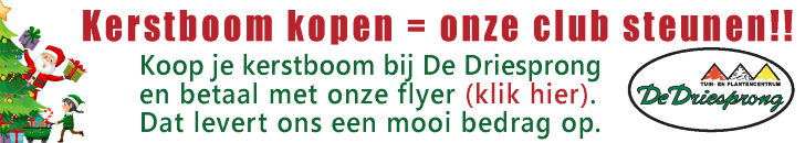 banner kerstboomverkoop SG WZC Zoetermeer De Driesprong